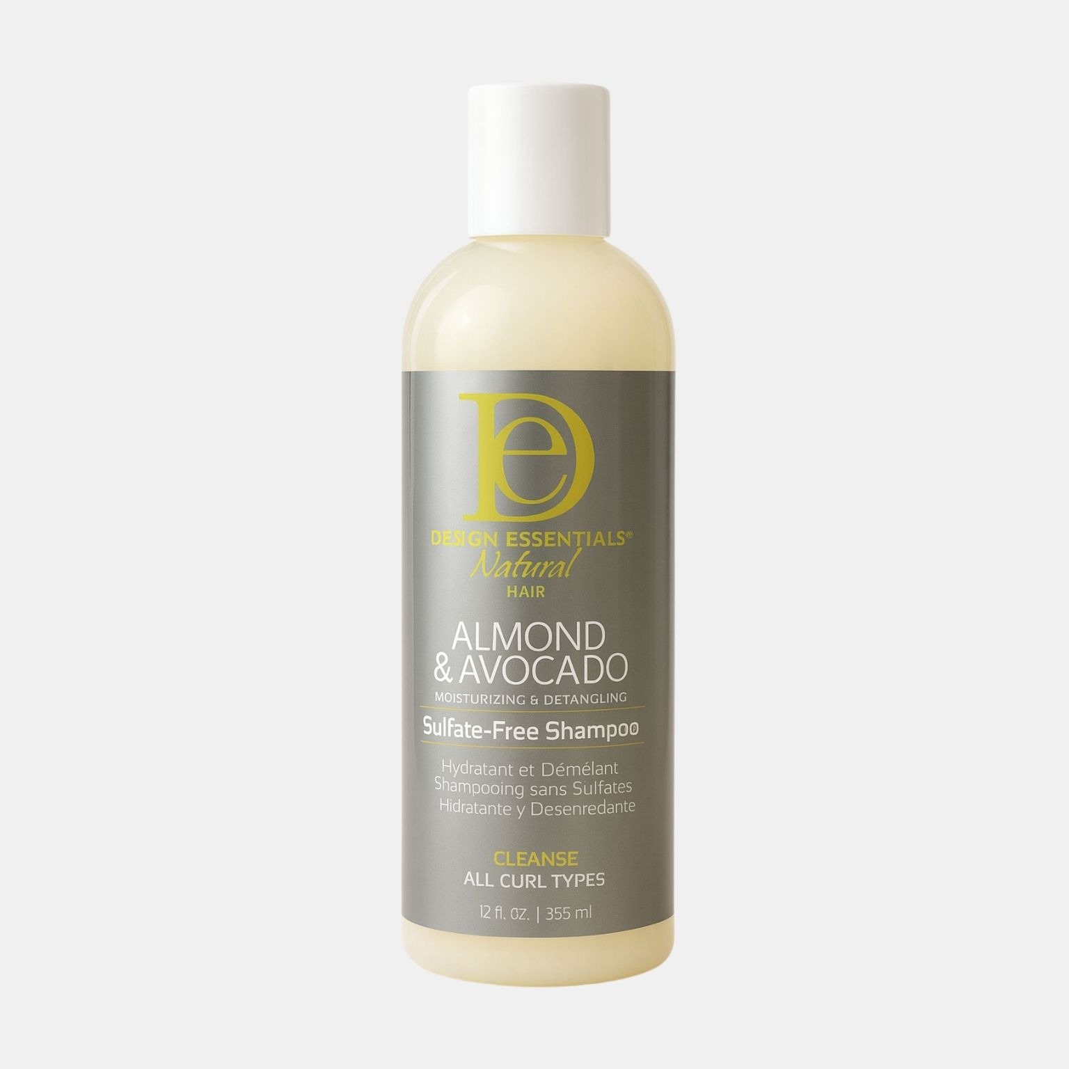 Design Essentials ALMOND & AVOCADO – Moisturizing & Detangling Sulfate-Free Shampoo (12 oz)